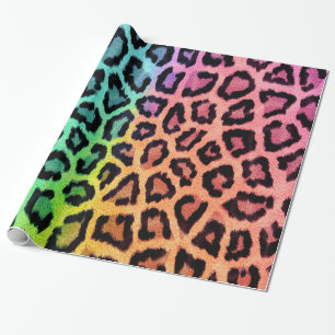 Papier Cadeau Empreinte de léopard multicolore amusant