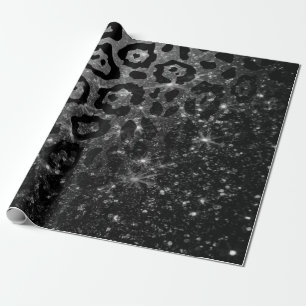 Papier Cadeau Empreinte de léopard noir et Parties scintillant