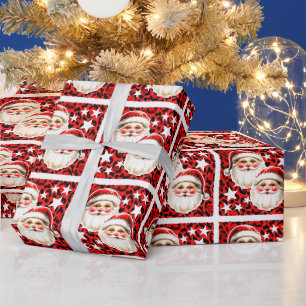 Papier Cadeau Empreinte de léopard rouge Retro Père Noël