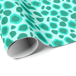 Papier Cadeau Empreinte de léopard - Turquoise et Aqua