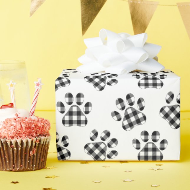 Papier Cadeau Empreinte de patte à carreaux de Buffalo (Fête d'anniversaire)