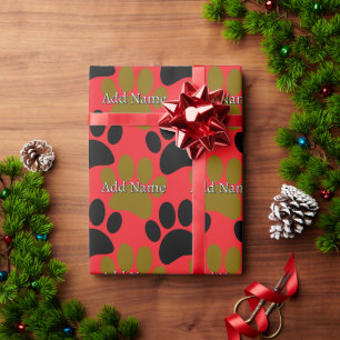 Papier Cadeau Empreinte de patte de chien noir et Brown Nom pers