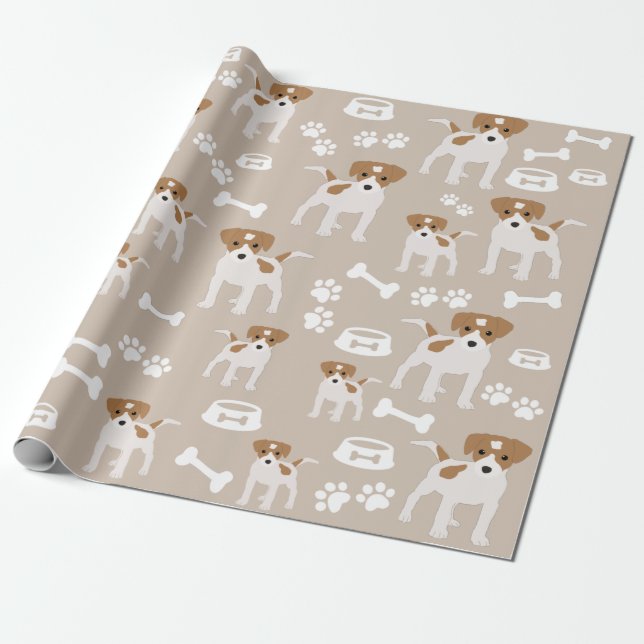 Papier Cadeau Empreinte de patte de chiot de chien mignon Motif (Déroulé)