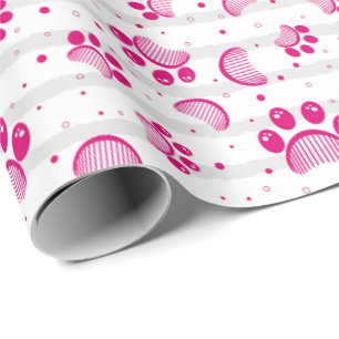 Papier Cadeau Empreinte de patte et Motif de peigne en couleur r