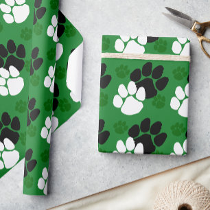 Papier Cadeau Empreinte de patte verte et noire 