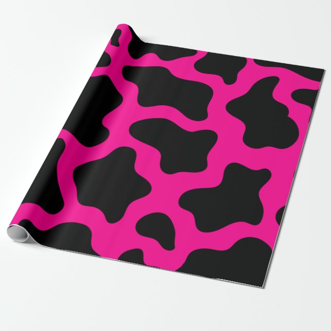 Papier Cadeau empreinte de vache rose chaude (Déroulé)