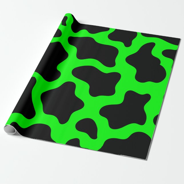 Papier Cadeau empreinte de vache verte à l'acide halloween (Déroulé)