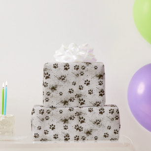 Papier Cadeau Empreintes à la main et au chien
