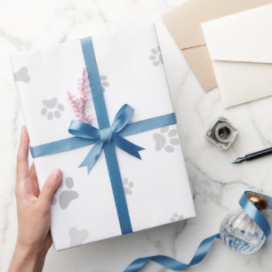 Papier Cadeau Empreintes de patte de chien avec texte d'amour