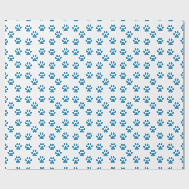 Papier Cadeau Empreintes de pattes bleues  (Plat)