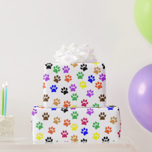 Papier Cadeau Empreintes de pattes colorés Personnalisé