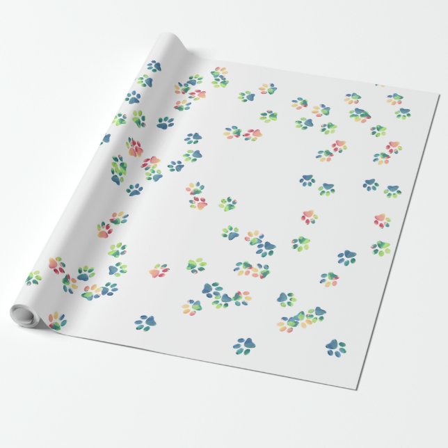 Papier Cadeau Empreintes de pattes de animaux partout (Déroulé)