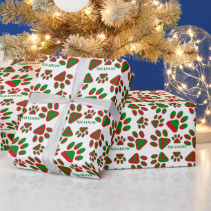 Papier Cadeau Empreintes de pattes de chien mignon papier d'enve