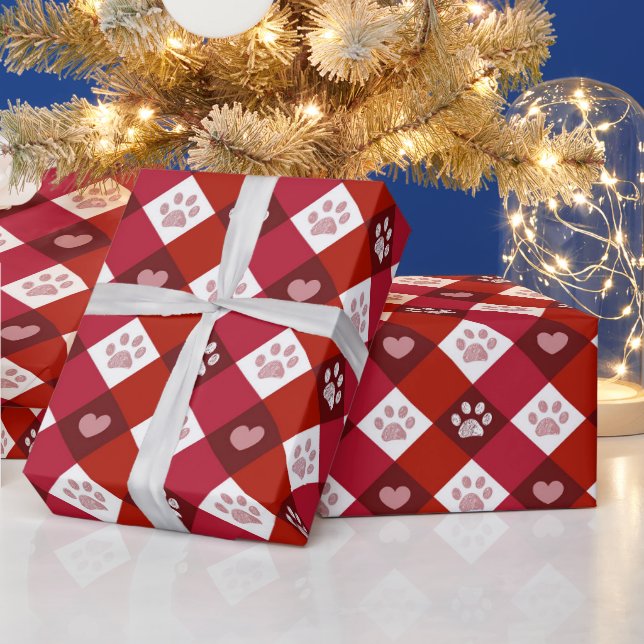 Papier Cadeau Empreintes de pattes de Noël (Vacances)