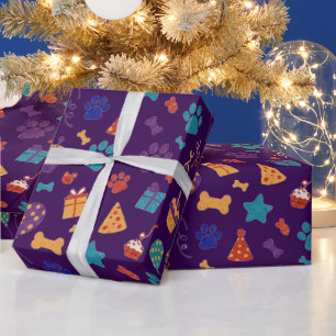 Papier Cadeau Empreintes de pattes festives et friandises pour a