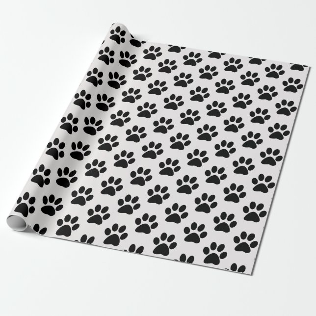 Papier Cadeau empreintes de pattes noirs (Déroulé)
