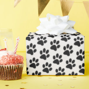 Papier Cadeau Empreintes de pattes noirs
