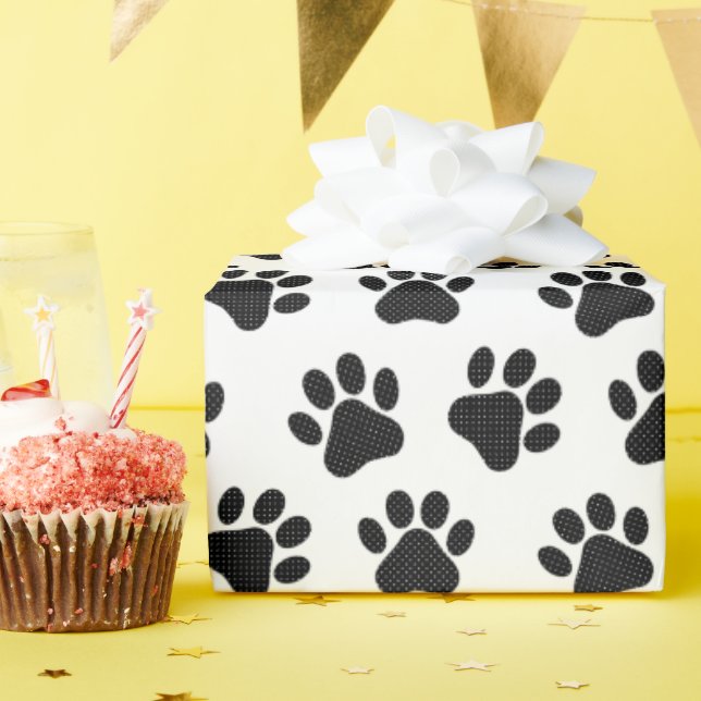 Papier Cadeau Empreintes de pattes Polka Dot (Fête d'anniversaire)