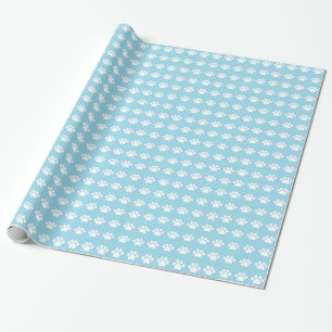 Papier Cadeau Empreintes de pattes sur l'arrière - plan bleu