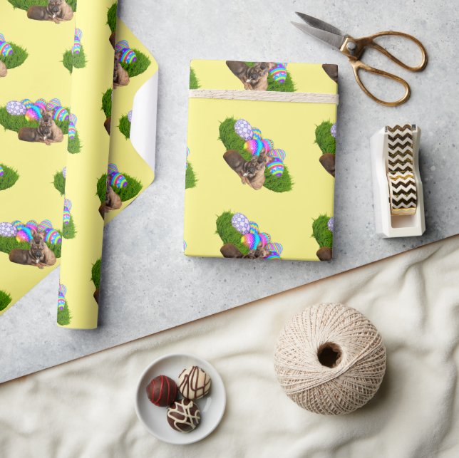 Papier cadeau en bulldog français de Pâques (Artisanat)