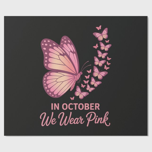 Papier Cadeau En Octobre Papillon Rose Poitrine (Plat)