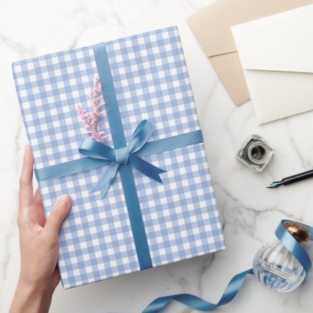 Papier Cadeau En vichy bleue (Cadeaux)