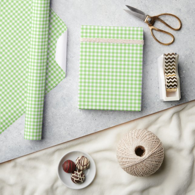 Papier Cadeau En vichy classique vert printemps (Artisanat)