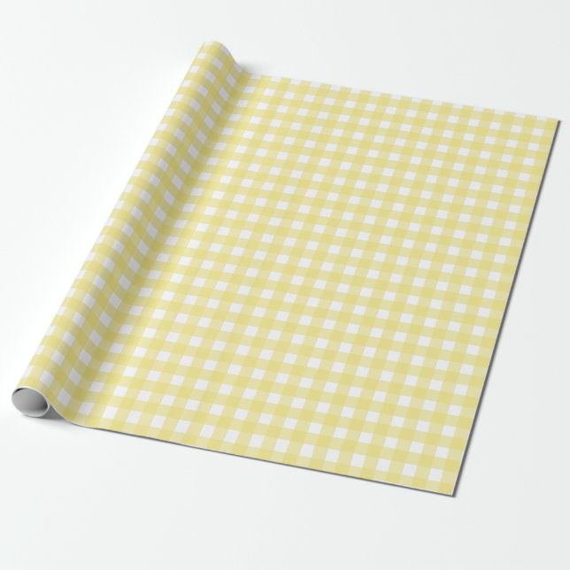 Papier Cadeau En vichy jaune pâle et blanc (Déroulé)