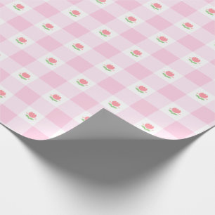 Papier Cadeau en vichy Papier à envelopper Pastel Rose avec Tuli