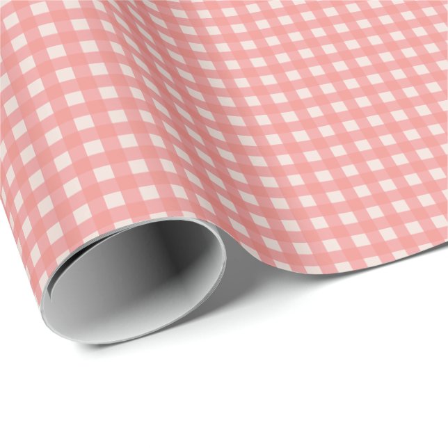 Papier Cadeau En vichy rose doux (Coin rond)