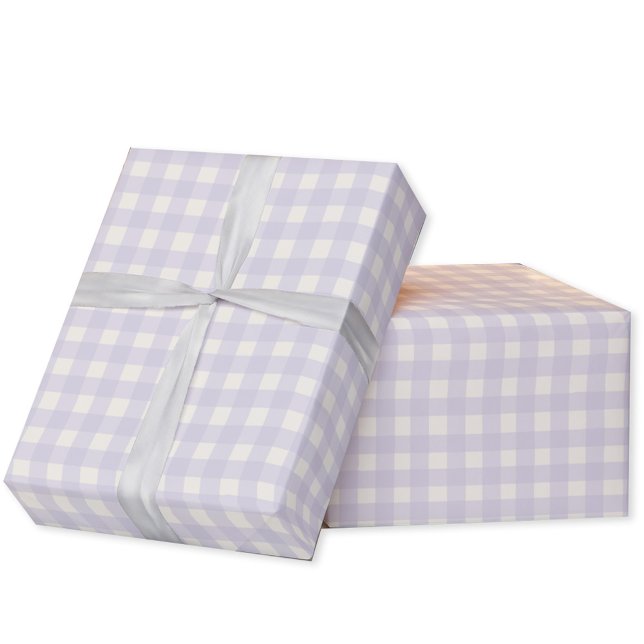 Papier Cadeau en vichy Vérifier Pastel Lilac Crème pourpre (Pastel lilac purple gingham check gift wrapping paper roll)