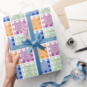 Papier Cadeau en vichy versets bibliques sur les enfants bébés