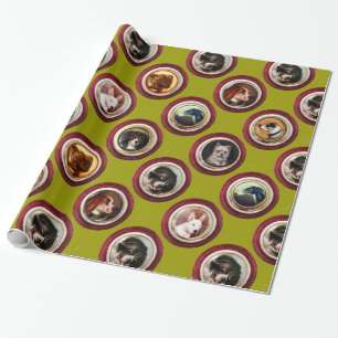 PAPIER CADEAU ENAMÉRIQUES VICTORIENNES /PORTRAITS DE CHIEN MINIA