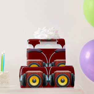 Papier Cadeau Enceinte en bois moderne avec musique de casque