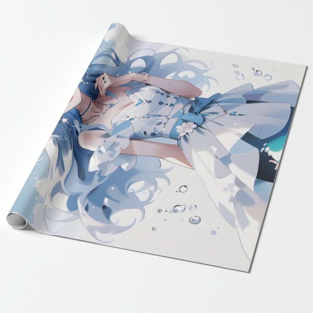 Papier Cadeau Enchanter Mermaid Birthday Design pour les filles (Déroulé)