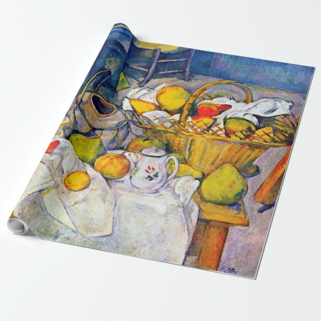 Papier Cadeau Encore la vie avec panier de fruits, Paul Cezanne (Déroulé)