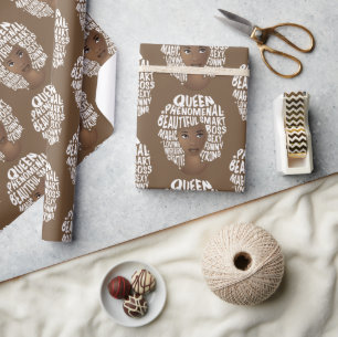 Papier Cadeau Encouragement des femmes noires, beauté des cheveu