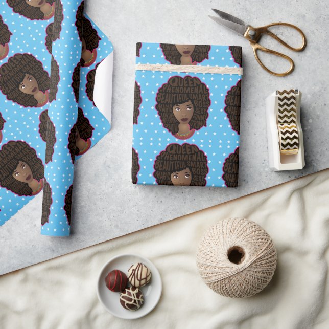 Papier Cadeau Encouragement des femmes noires, Motif des étoiles (Artisanat)