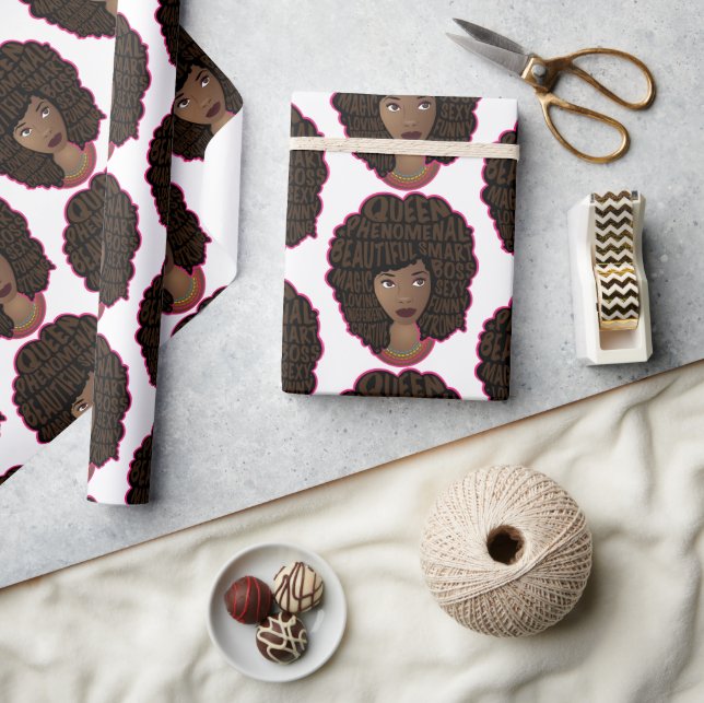 Papier Cadeau Encourager les femmes noires, cheveux naturels (Artisanat)