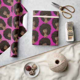 Papier Cadeau Encourager les femmes noires, rose magenta