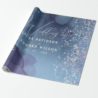 Papier Cadeau encre d'alcool bleu et violet avec mystique de par