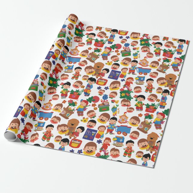 Papier Cadeau Enfants avec des jouets  (Déroulé)