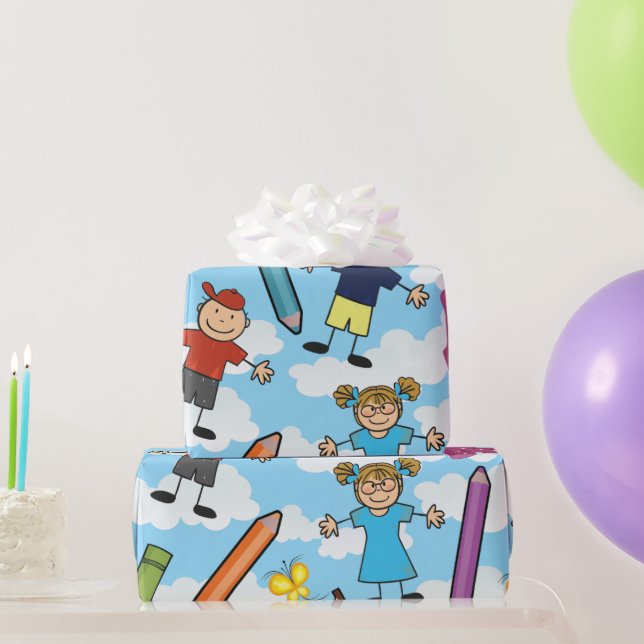 Papier Cadeau Enfants de l'école ABC (Cadeaux de fête)
