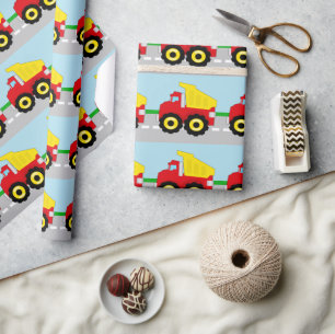 Papier Cadeau Enfants garçons Construction camion