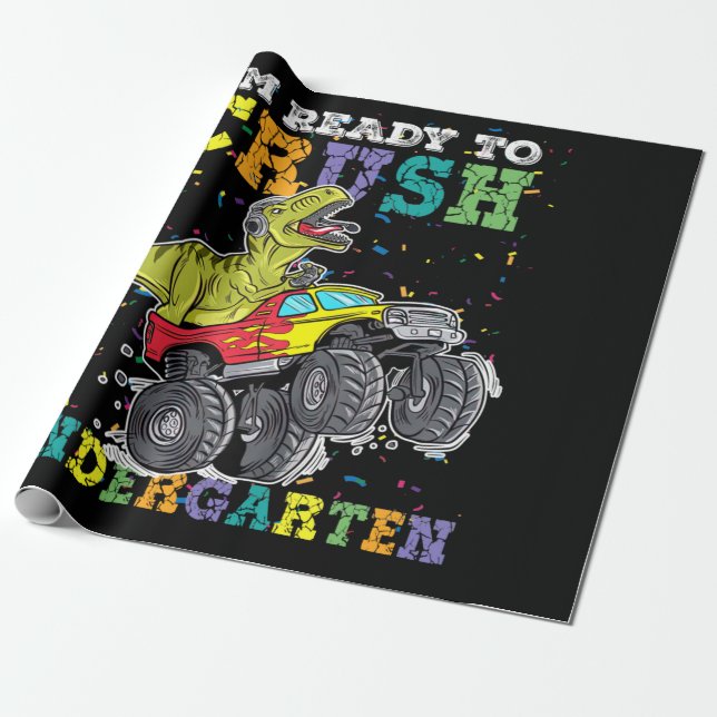 Papier Cadeau Enfants Je suis prêt à écraser la maternelle Monst (Déroulé)