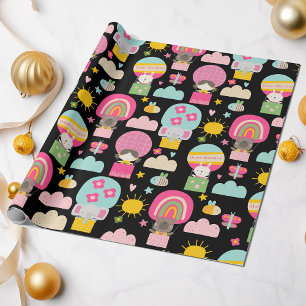 Papier Cadeau Enfants Joyeux Anniversaire Pastel Couleurs Beaux 