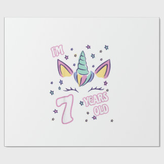 Papier Cadeau Enfants Licorne 7e anniversaire j'ai 7 ans fille u
