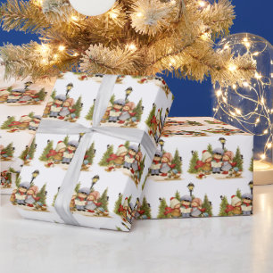Papier Cadeau Enfants mignons chantant des chants de Noël avec d