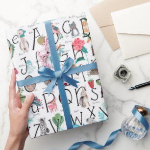 Papier Cadeau Enfants mignons crèche ABC   motif alphabet