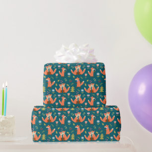 Papier Cadeau Enfants mignons renards de forêt en amour